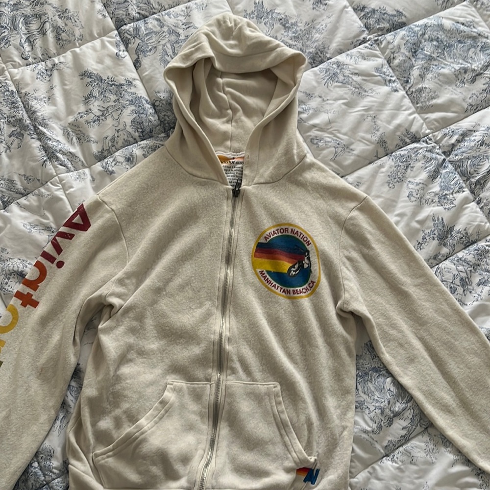 Vail Zip Hoodie in Cream - Aviator Nation